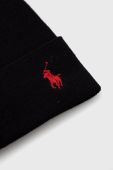 Бавовняна шапка Polo Ralph Lauren колір чорний з тонкого трикотажу з бавовни