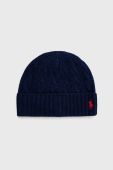 Вовняна шапка Polo Ralph Lauren колір синій з тонкого трикотажу вовна (2759449)
