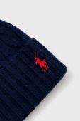 Вовняна шапка Polo Ralph Lauren колір синій з тонкого трикотажу вовна (2759449)