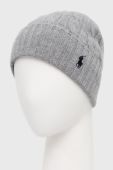 Вовняна шапка Polo Ralph Lauren колір сірий з тонкого трикотажу вовна (2755495)