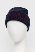 Шапка з домішкою вовни Polo Ralph Lauren колір синій з товстого трикотажу