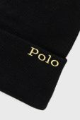 Шапка з домішкою вовни Polo Ralph Lauren колір чорний з товстого трикотажу
