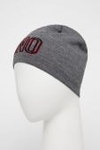 Вовняна шапка Moschino колір сірий з тонкого трикотажу вовна (2567512)