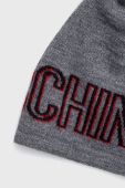 Вовняна шапка Moschino колір сірий з тонкого трикотажу вовна (2567512)