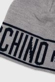 Вовняна шапка Moschino колір сірий з тонкого трикотажу вовна (2564671)