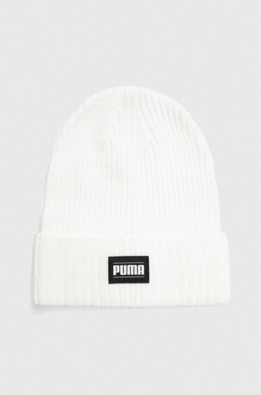 Шапка Puma колір білий з тонкого трикотажу