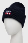 Шапка з домішкою вовни Gant колір синій з товстого трикотажу (2759054)