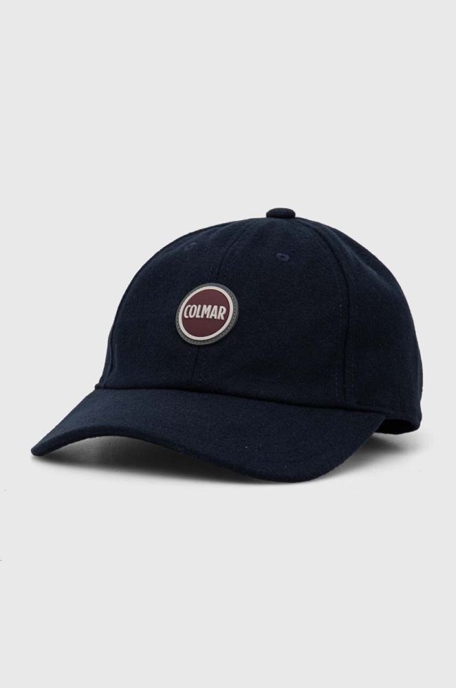 Вовняна кепка Colmar колір синій з аплікацією