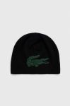 Двостороння вовняна шапка Lacoste колір чорний з тонкого трикотажу вовна (3517148) Двостороння вовняна шапка Lacoste колір чорний з тонкого трикотажу вовна (3517148)