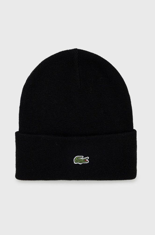 Вовняна шапка Lacoste колір чорний вовна (2655892)