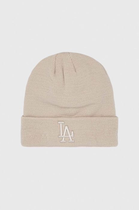Шапка New Era колір бежевий з товстого трикотажу (2814963)