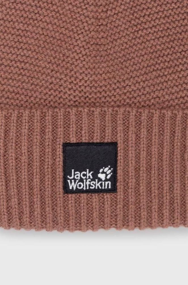 Вовняна шапка Jack Wolfskin колір коричневий вовна фото 3