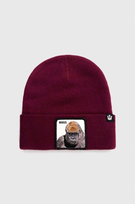 Шапка Goorin Bros колір бордовий з тонкого трикотажу