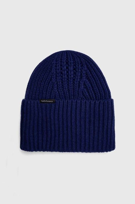 Вовняна шапка Peak Performance колір бежевий з товстого трикотажу вовна (3628969)