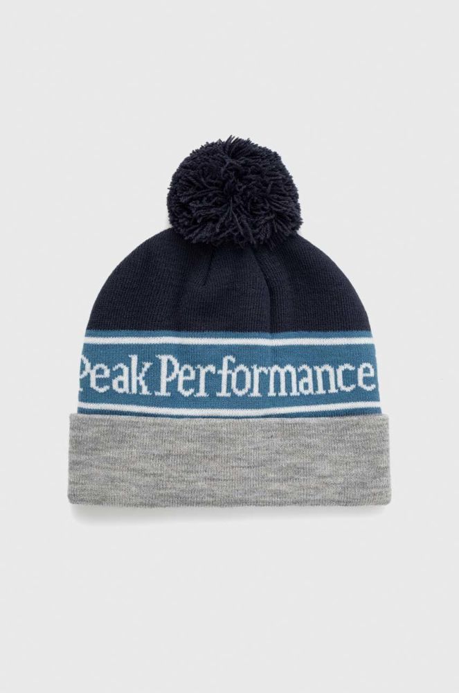 Шапка Peak Performance колір сірий з товстого трикотажу