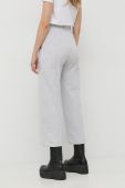 Бавовняні штани Love Moschino жіночі колір сірий пряме висока посадка