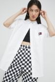 Бавовняна сорочка Tommy Jeans жіноча колір білий regular класичний комір