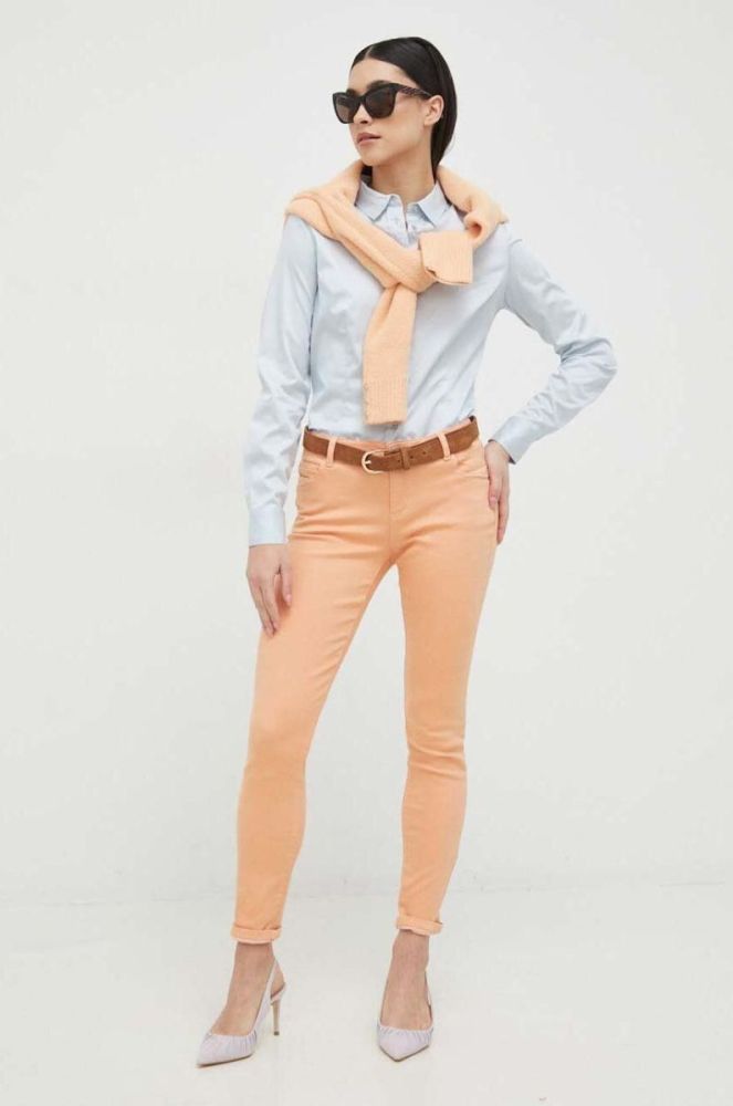 Сорочка Guess жіноча slim класичний комір колір блакитний фото 3