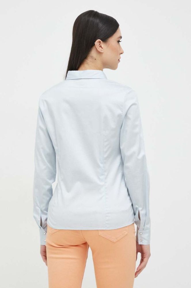 Сорочка Guess жіноча slim класичний комір колір блакитний фото 4