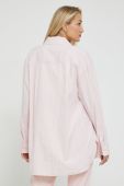 Бавовняна сорочка HUGO жіноча колір рожевий relaxed класичний комір (2567680)