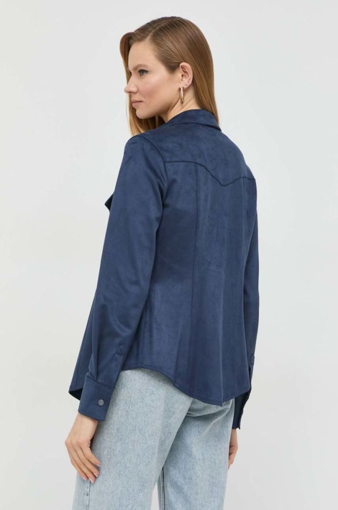 Сорочка Guess жіноча колір синій regular класичний комір (2840234) фото 3