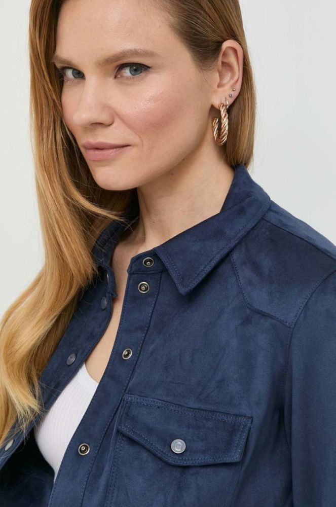 Сорочка Guess жіноча колір синій regular класичний комір (2840234) фото 4