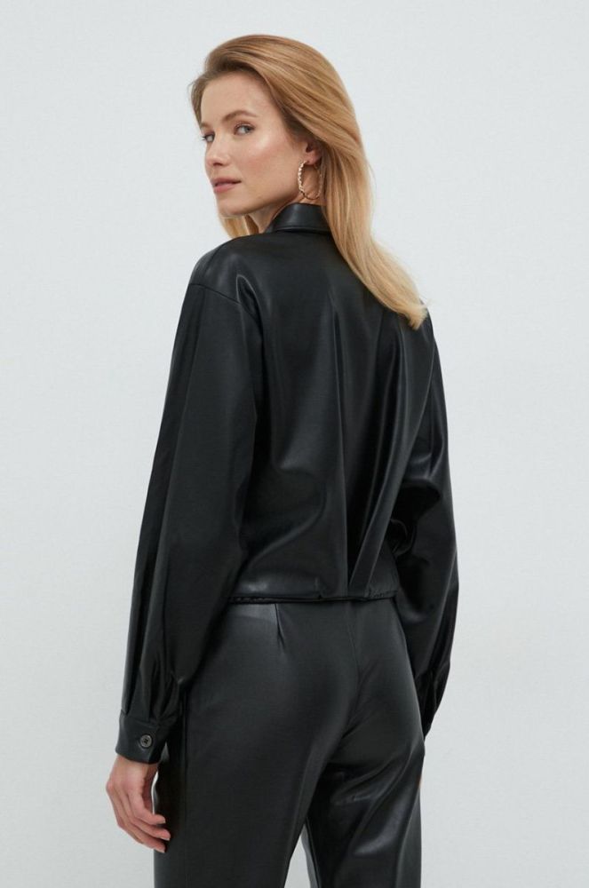 Сорочка Dkny жіноча колір чорний regular класичний комір фото 2