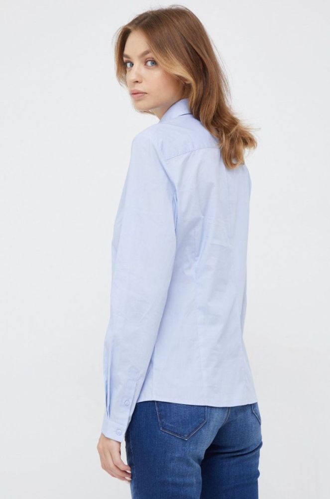 Сорочка Sisley жіноча slim класичний комір колір блакитний фото 4