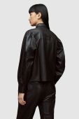 Шкіряна сорочка AllSaints жіноча колір чорний relaxed класичний комір