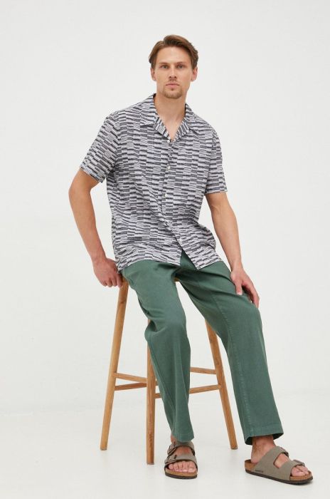 Сорочка з домішкою льону Tiger Of Sweden чоловіча relaxed колір барвистий