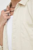 Сорочка з льону Samsoe Samsoe чоловіча колір бежевий regular класичний комір