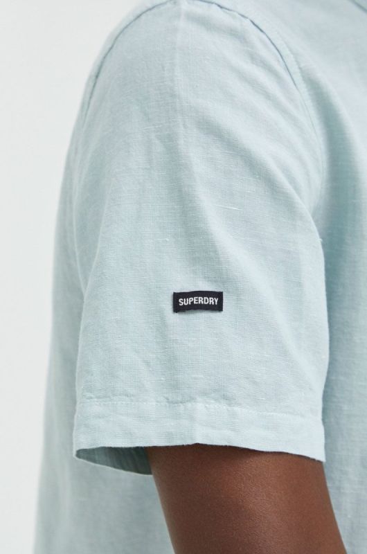 Сорочка з льону Superdry чоловіча колір зелений regular фото 2