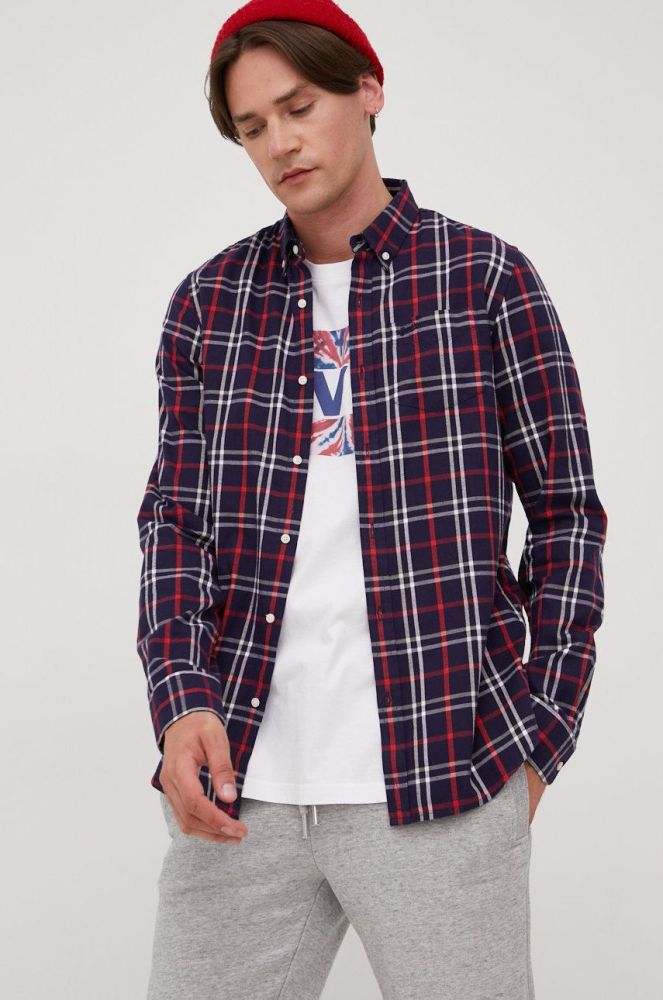 Бавовняна сорочка Superdry чоловіча колір синій regular комір button-down (2441964)