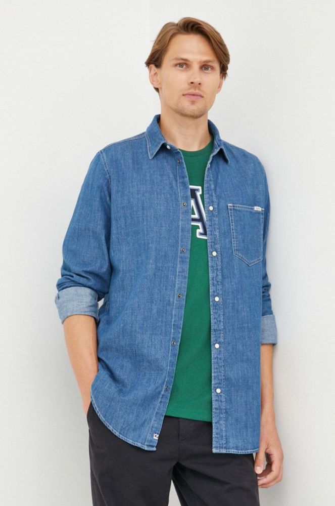 Джинсова сорочка Pepe Jeans чоловіча regular класичний комір колір блакитний фото 4