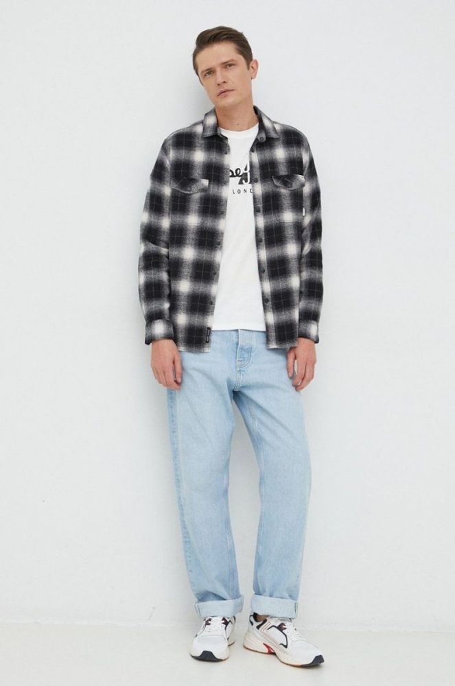 Бавовняна сорочка Pepe Jeans Frederick чоловіча колір чорний regular класичний комір фото 2