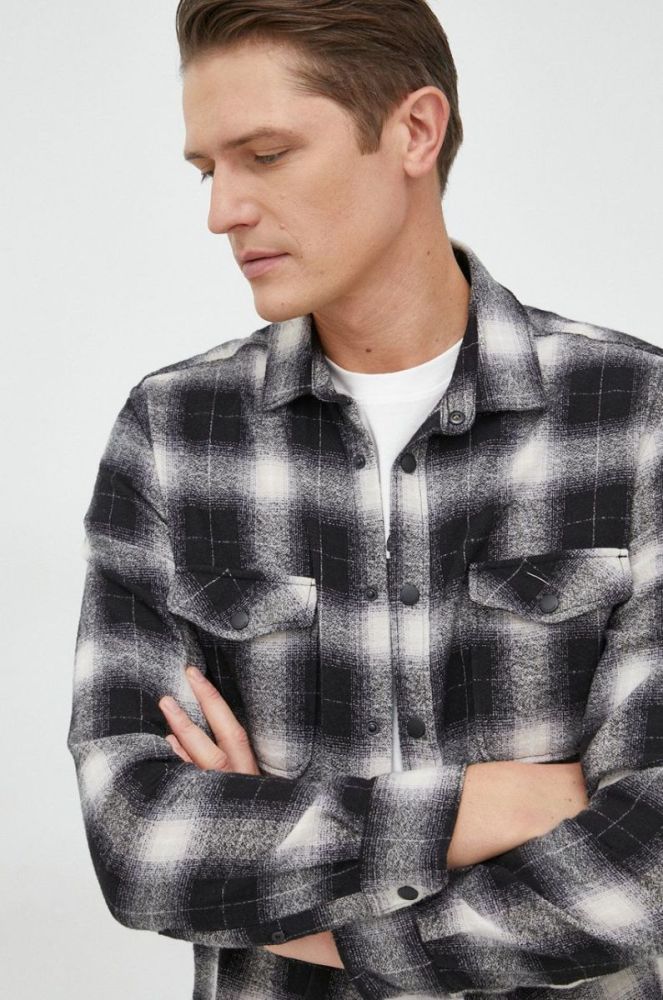 Бавовняна сорочка Pepe Jeans Frederick чоловіча колір чорний regular класичний комір фото 4