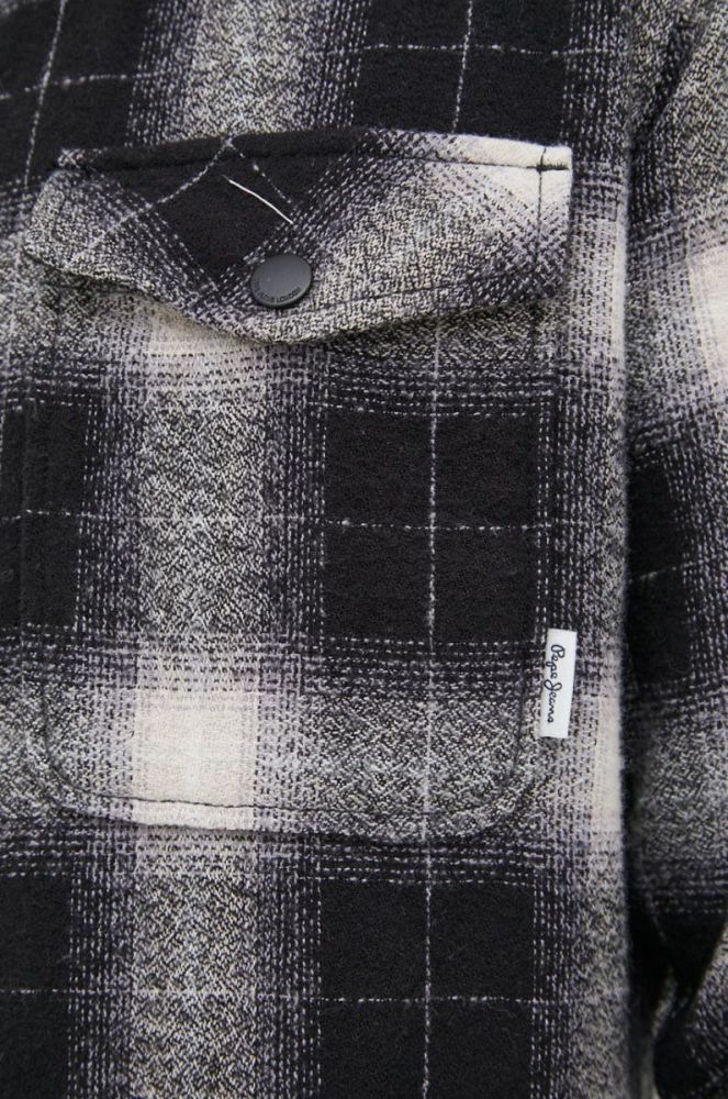 Бавовняна сорочка Pepe Jeans Frederick чоловіча колір чорний regular класичний комір фото 5