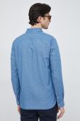 Бавовняна сорочка BOSS чоловіча slim з італійським коміром колір блакитний (3048674)