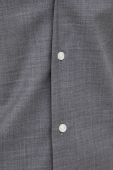 Вовняна сорочка BOSS чоловіча колір сірий slim класичний комір