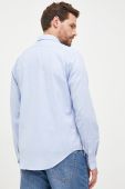 Бавовняна сорочка Trussardi чоловіча regular з італійським коміром колір блакитний