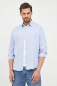 Бавовняна сорочка Trussardi чоловіча regular з італійським коміром колір блакитний