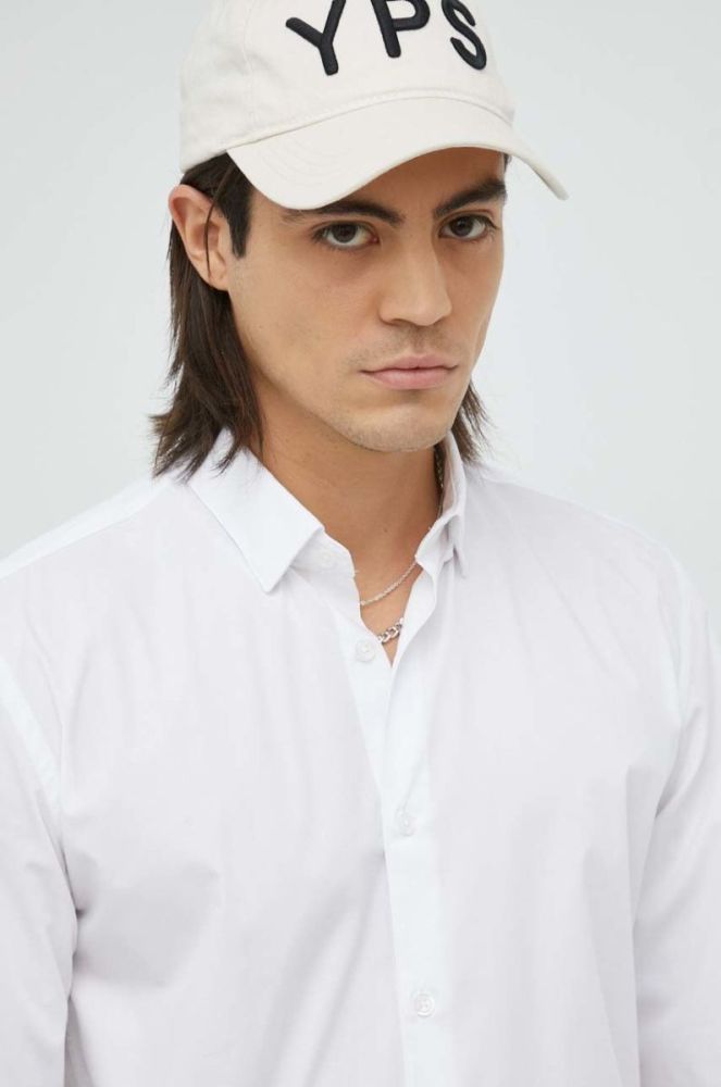 Сорочка Bruuns Bazaar чоловіча колір білий regular комір button-down фото 5