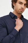 Сорочка Sisley чоловіча колір синій slim класичний комір Сорочка Sisley чоловіча колір синій slim класичний комір