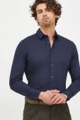 Сорочка Sisley чоловіча колір синій slim класичний комір