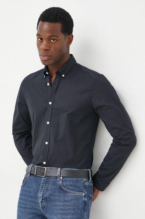 Сорочка Lindbergh чоловіча колір синій slim комір button-down (2639153)