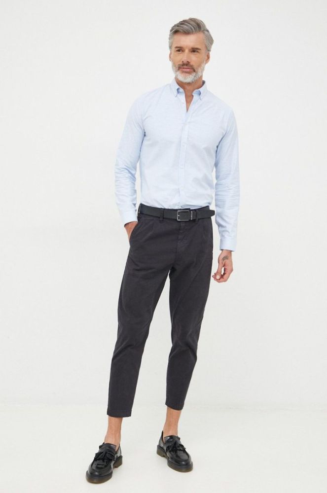 Сорочка Lindbergh чоловіча slim комір button-down колір блакитний (2643854) фото 3
