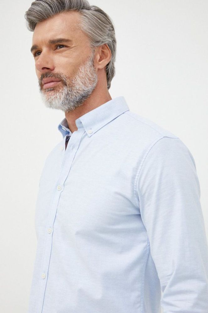 Сорочка Lindbergh чоловіча slim комір button-down колір блакитний (2643854) фото 5