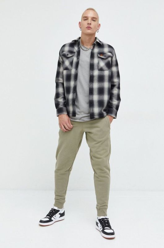 Сорочка з домішкою вовни Superdry чоловіча колір чорний regular класичний комір фото 2