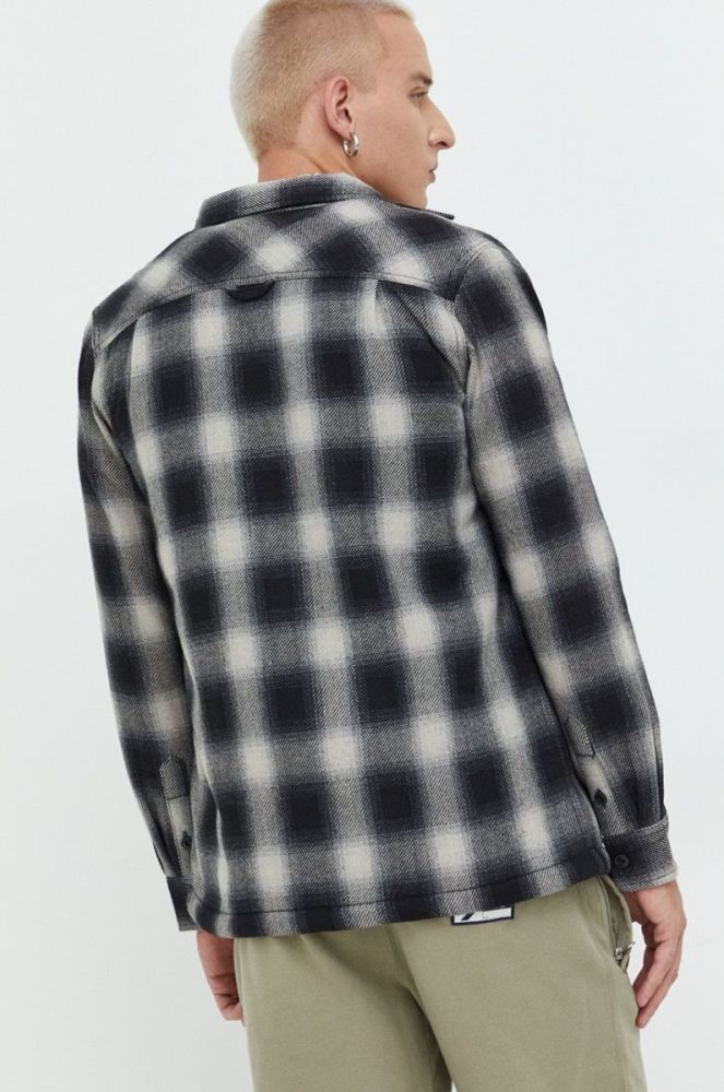 Сорочка з домішкою вовни Superdry чоловіча колір чорний regular класичний комір фото 3