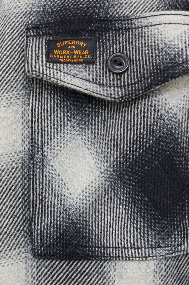 Сорочка з домішкою вовни Superdry чоловіча колір чорний regular класичний комір фото 5